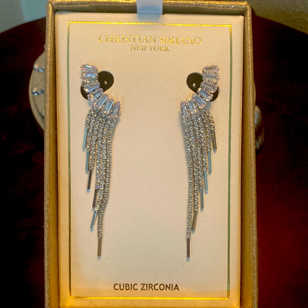 Silver Rhinestone Earrings 28$